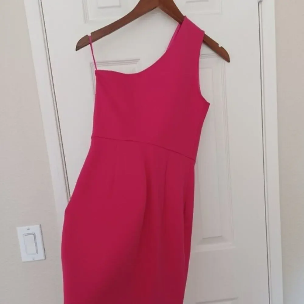 Superdown Nava One Shoulder Mini Dress Hot Pink Cut Out Small NWT - Picture 9 of 11